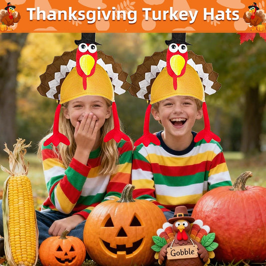TURNMEON 2 Pack Thanksgiving Turkey Hats, Turkey Novelty Costume Hats, Thanksgiving Party Dress up Accessories Hat