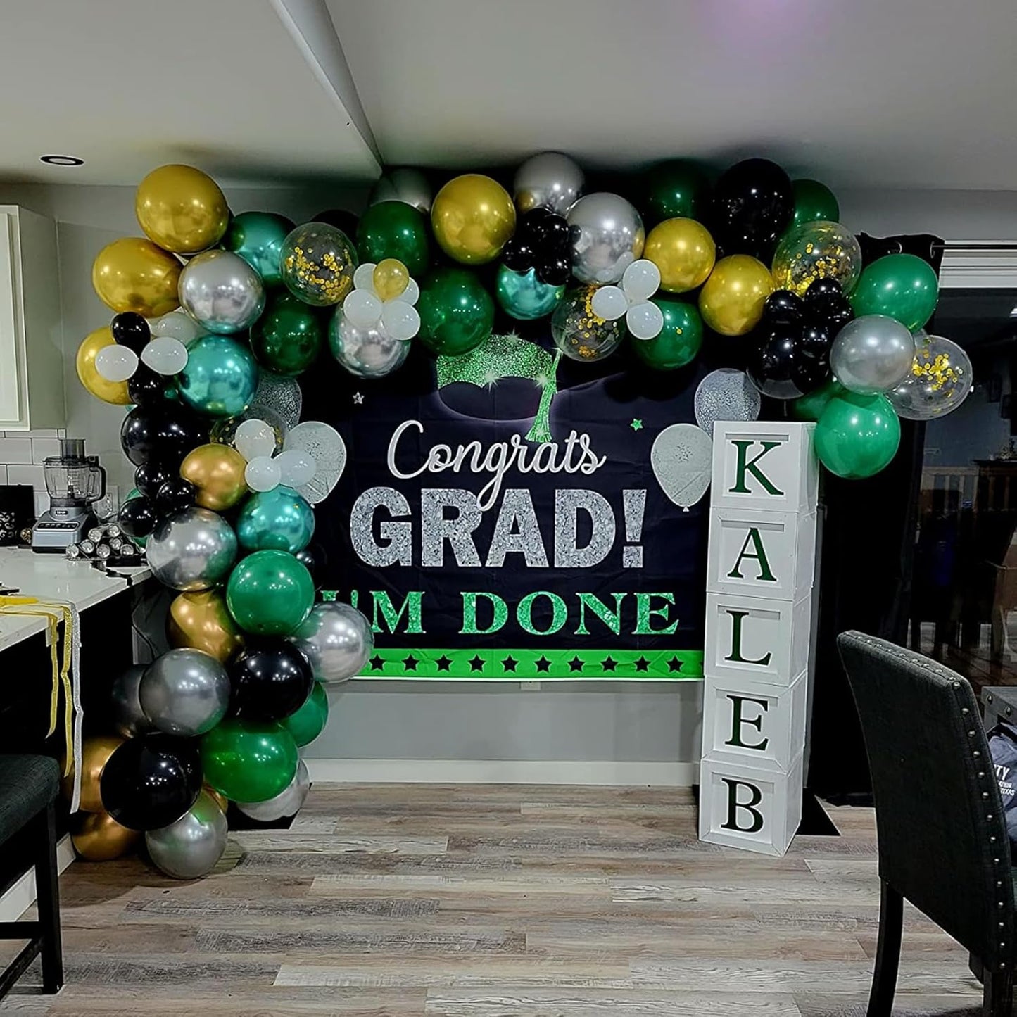 Green Black Balloons Metallic Green Silver Balloons for Graduation Party Decorations Jungle Wild Theme Birthday Decor 60PCS 12INCH Green Black Silver Helium Latex Balloons