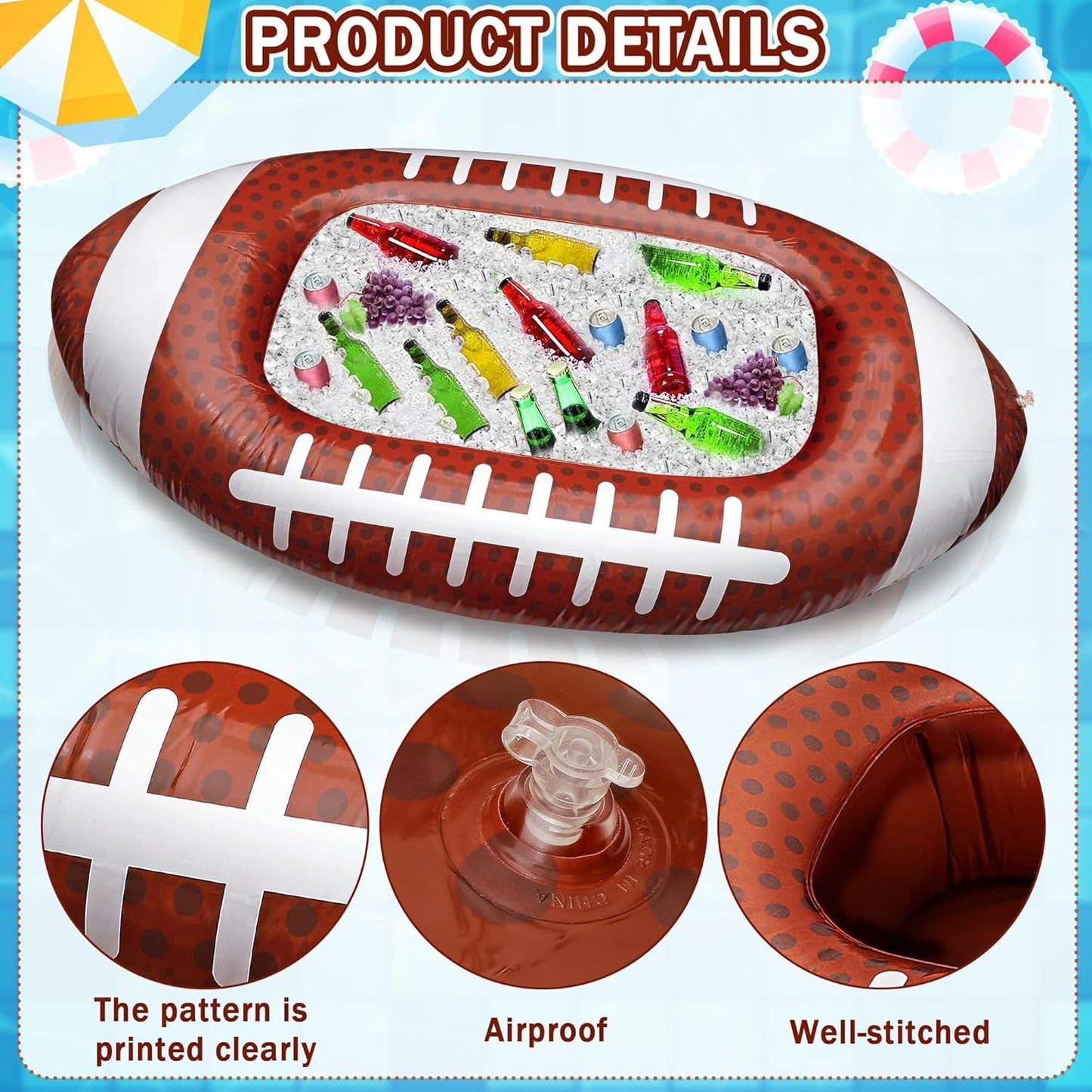 Erweicet 2pcs Football Inflatable Cooler for Parties Serving Bar for Football Party Supplies Super Bowl Party Decorations