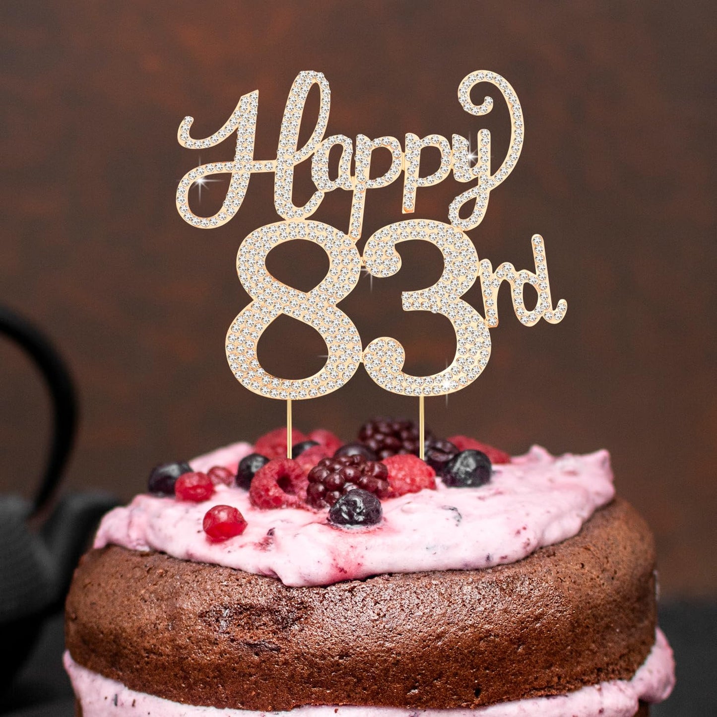Happy 83rd Birthday Decorations,83rd Birthday Gold Rhinestone Cake Topper - Cheers to 83 Years Old Bday Party Metal Sparkly Cake Centerpieces Sign.