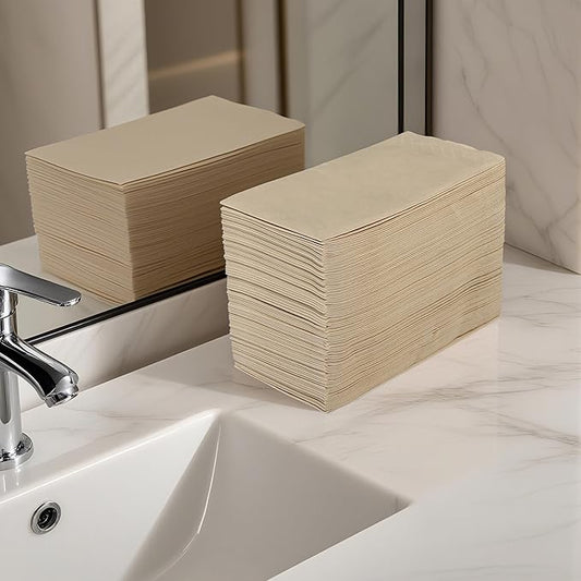 MORGIANA 2-Ply Bamboo Paper Napkins, 300-Count Brown Unbleached Paper Hand Towels for Bathroom & Kitchen, Eco-Friendly