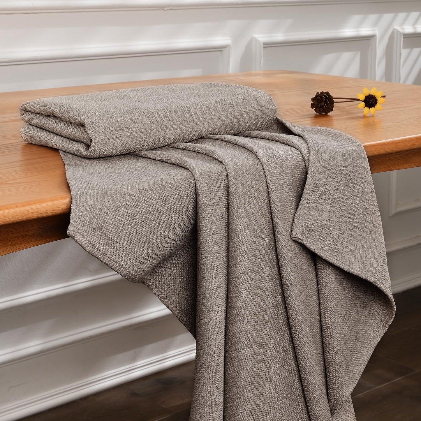 SEASHORE TREE Rectangle Tablecloth Linen Textured Table Cloths 57 x 85 Inch Waterproof Spill-Proof Wipeable Wrinkle Free Dining Table Cover for Buffet Party Wedding Outdoor and Indoor Use, Taupe Gray