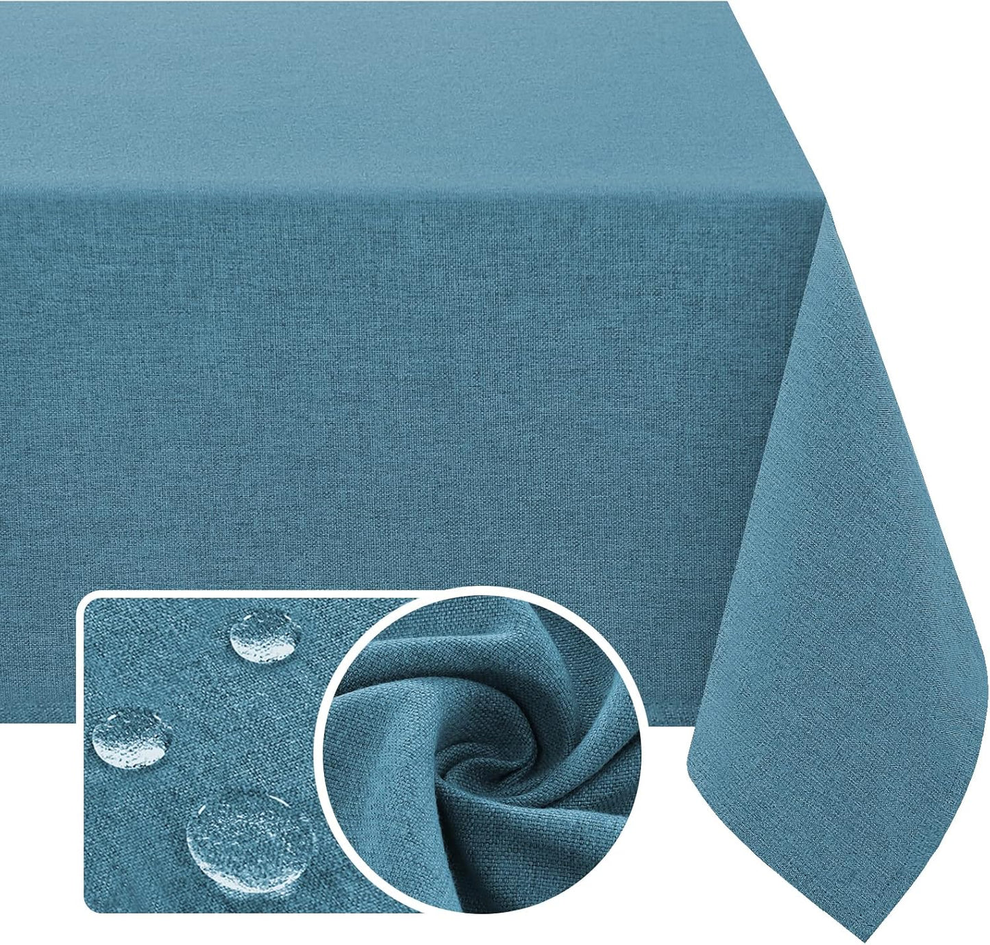 H.VERSAILTEX Linen Textured Tablecloth 60 x 102 Waterproof Decorative Table Cloth Spill-Proof Linen Look Cover for Party Table Extra Soft and Thick Fabric Wrinkle Free, Heather Storm Blue