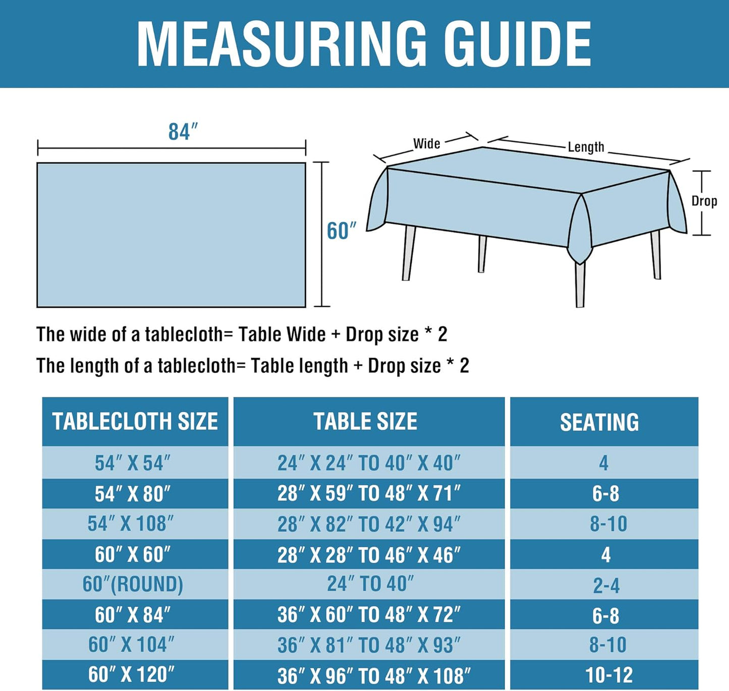 H.VERSAILTEX Linen Textured Table Cloths 60 x 84 Inch Premium Solid Tablecloth Spill-Proof Waterproof Table Cover for Dining Buffet Feature Extra Soft and Thick Fabric Wrinkle Free, Aqua