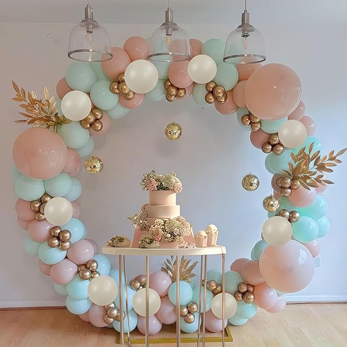 Pink and Green Balloons Pastel Green Pink White Sand Gold Metallic Balloons Nutcracker Fairy Sugar Theme Balloon Set for Winter Wonderland Snow Ice Spring Birthday Christmas Baby Shower Party Decor