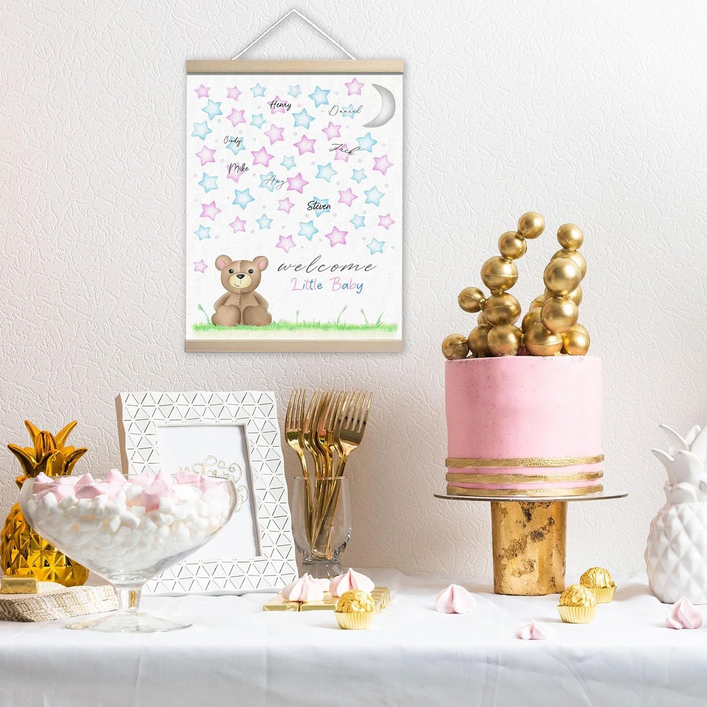 Bear Baby Shower Guest Book Party Ideas, Baby Shower Gender Reveal Guest Book Canvas Decoration, Baby Book Keepsake Party Favors