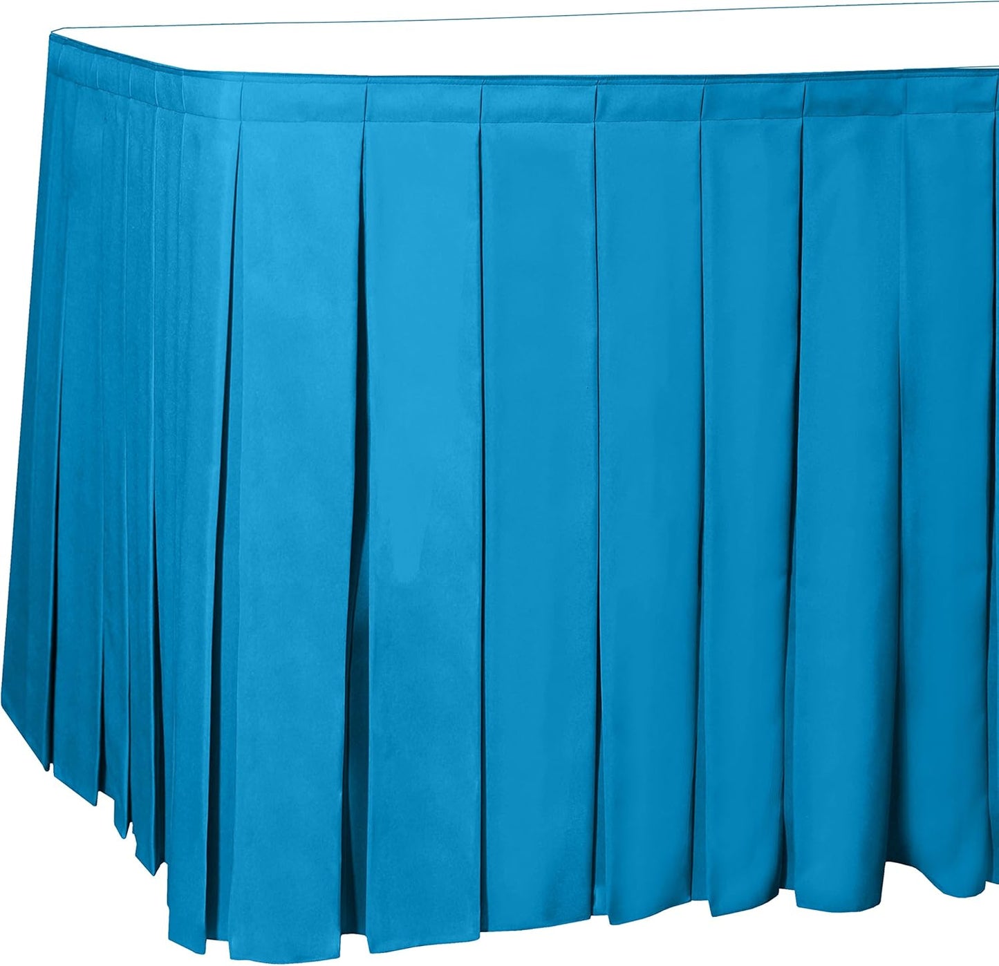 Ultimate Textile Pleat Polyester Fabric Table Skirt - Machine Washable, Flame Resistant, Cut & Sewn in NJ, Desk Skirt - Cobalt, 21' Box Pleat x 42" h