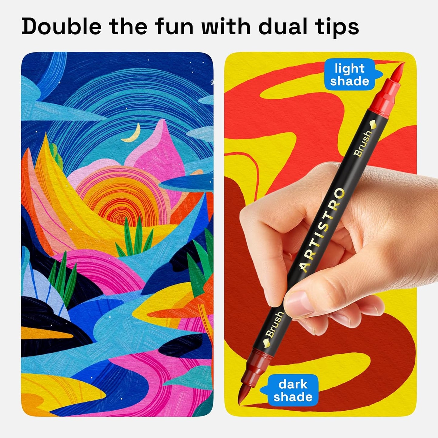 ARTISTRO Paint Markers - Acrylic Pens for Rock, Glass, Fabric, DIY - Art Supplies - 24 Dual Brush Tip Markers