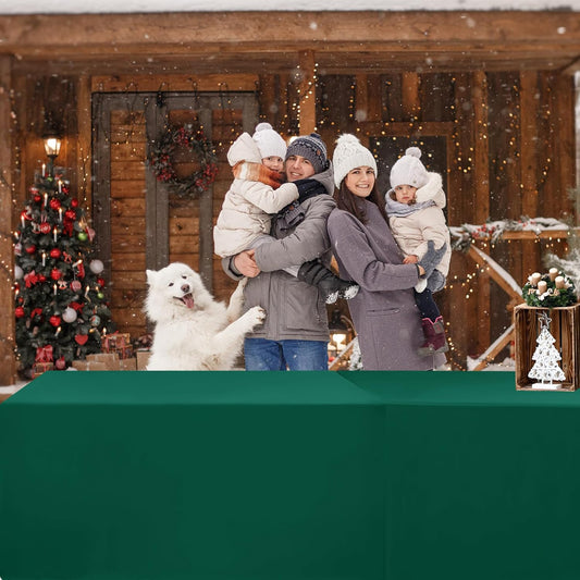 HolidayIdeas Fitted Green Tablecloths - 72 x 30 Inch - 2 Pack Rectangle Table Clothes for 6 Foot Tables, Polyester Fabric Table Cover for Christmas, Parties, Wedding, Trade Show, Banquet