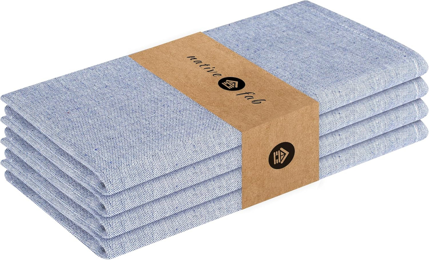 Native Fab Solid Cloth Napkin Set of 4, 100% Cotton, Washable, Reusable Dinner Cloth Napkin 17x17 inches, Table Decor Napkins for Dinner, Events, Chambray Ink Blue