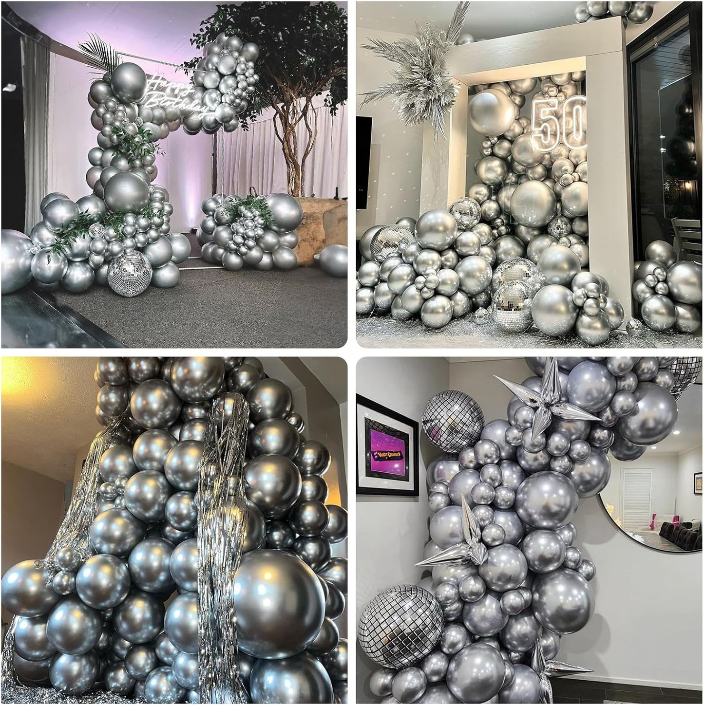 Metallic Silver Balloons, 12 Inch Silver Balloons 30Pcs Chrome Silver Metallic Balloon Silver Shiny Silver Latex Balloons for Birthday Graduation Anniversary New Year Wedding Party Decorations