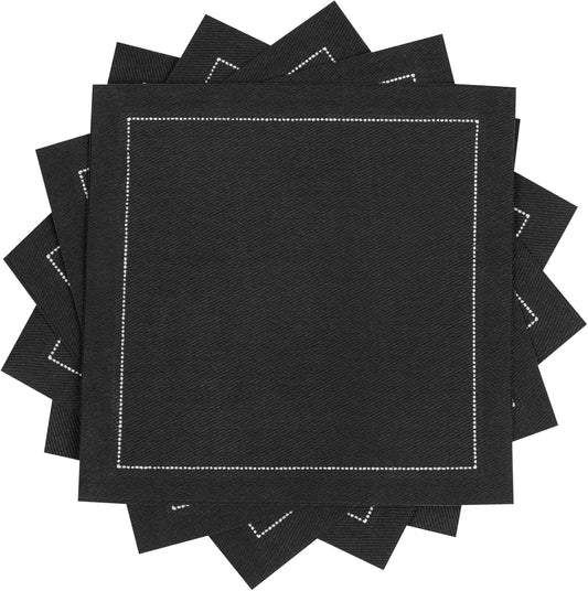 Five Star Napkins Cotton Cocktail Napkins, Beverage Napkin, Bar Napkin, Party Napkins, Small Napkins, Napkins for Events, Holidays, Weddings, Parties 4.5" x 4.5" - Single Use (Black)