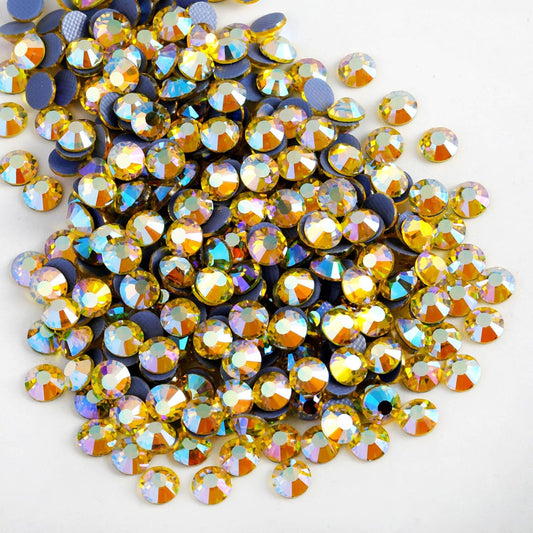 Beadsland Hotfix Rhinestones, 2880pcs Flatback Crystal Rhinestones for Crafts Clothes DIY Decoration, Citrine AB, SS6, 1.9-2.1mm