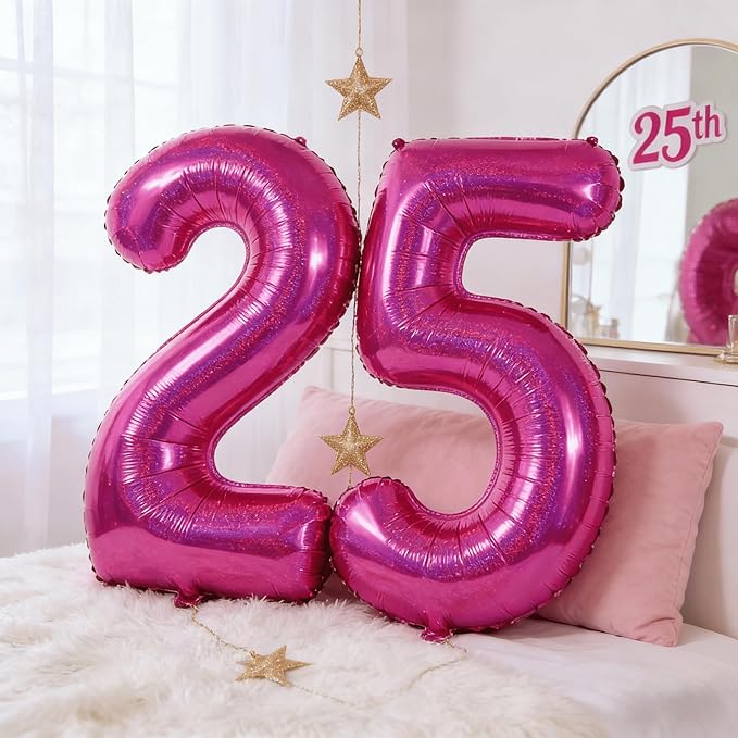 Laser Hot Pink 5 Balloon, Number Balloons 40 Inch, 5th Birthday Balloon Decorations, Laser Hot Pink Party Supplies, 5 Number Balloons, Number 5 Balloon