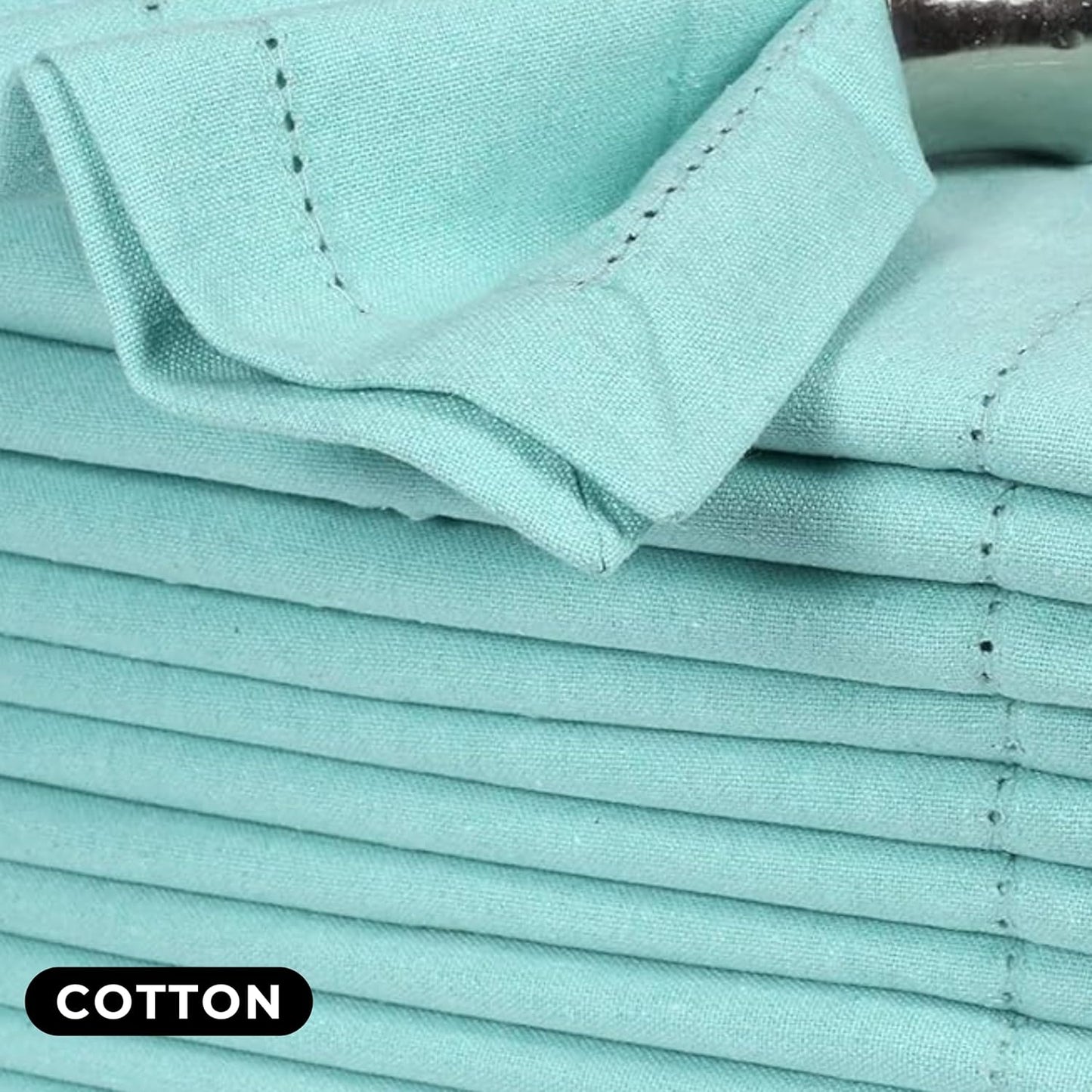 Bedding Craft Cotton Cloth Dinner Napkins Set of 12 – 18x18 Aqua with Hemstitched Mitered Corners – Reusable Machine Washable Napkins for Weddings, Parties & Table Decorations