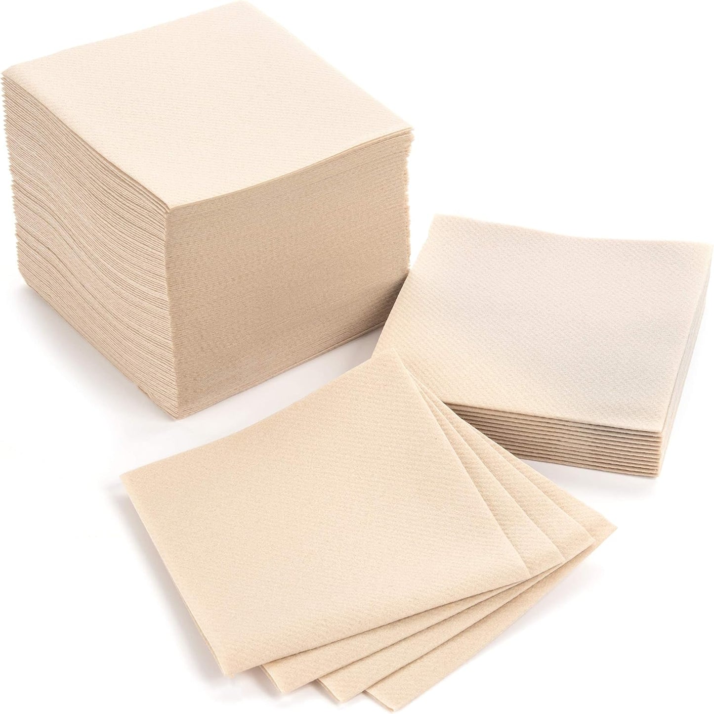 AMERICAN HOMESTEAD Sand Cocktail Napkins - Premium 4.75"x4.75" Disposable Linen-Like Beverage Napkins - Bulk Square Party Bar Serviettes for Weddings, Parties, Events, and Everyday Use - 100 Count