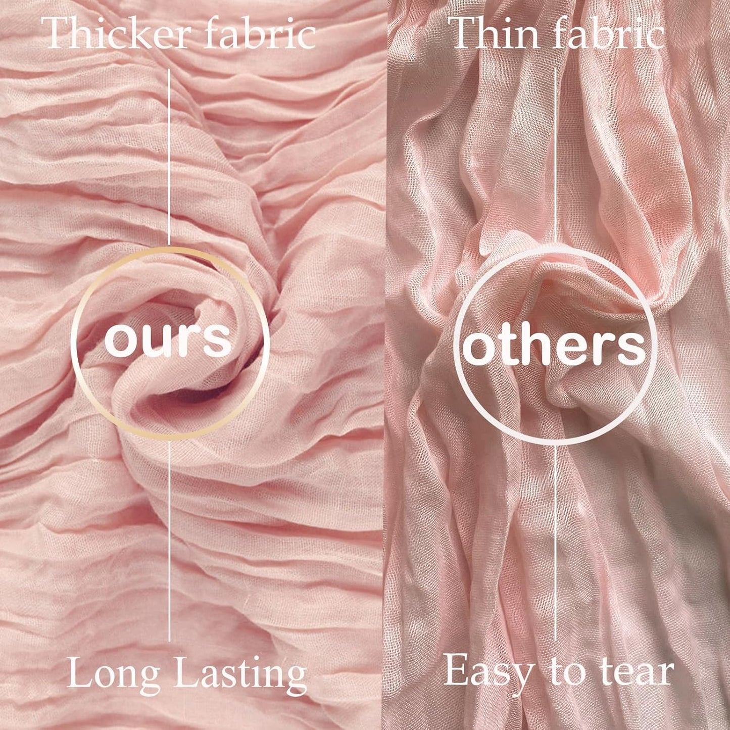 combocube 6 Pack 35x120 Inch 10Ft Cheesecloth Table Runner Long Gauze Rustic Romantic Table Cloth for Wedding Reception Bridal Shower Birthday Party Table Decorations, Dusty Pink