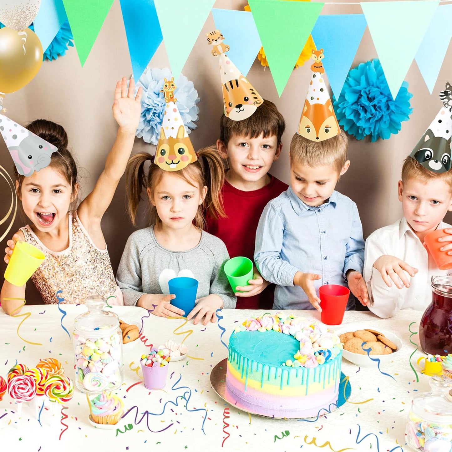 CANREVEL Party Hats for Kids and Adults, Party Supply for Party Decorations, Party Headwear for Birthday Celebration