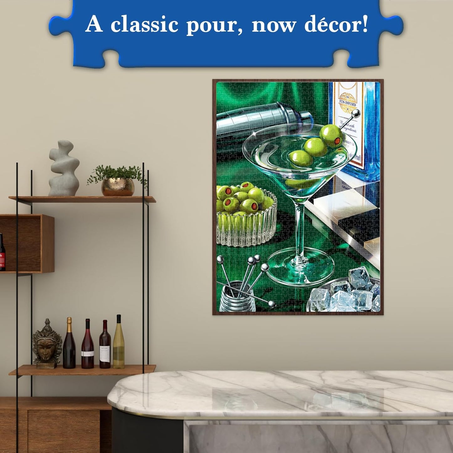 Jigsaw Puzzle 1000 Pieces - The Classic Martini, Cocktail Puzzle for Adults with Full-Size Poster, Vibrant Art, Brain-Boosting Fun for Adults, Gifts for Cocktail Lovers, Finished Size 27.5" x 19.5"