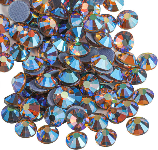 Beadsland Hotfix Rhinestones, 1440pcs Flatback Crystal Rhinestones for Crafts Clothes DIY Decoration, Light Colorado Topaz AB, SS12, 3.0-3.2mm