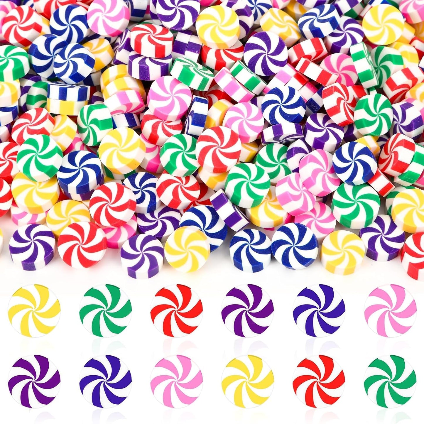 80pcs Mini Christmas Candy for Crafts Multicolour Fake Candy Decor Peppermint Ornaments Xmas Table Scatters Red and White Candy Vase Filler for Decorations Party Favors Supplies 15MM