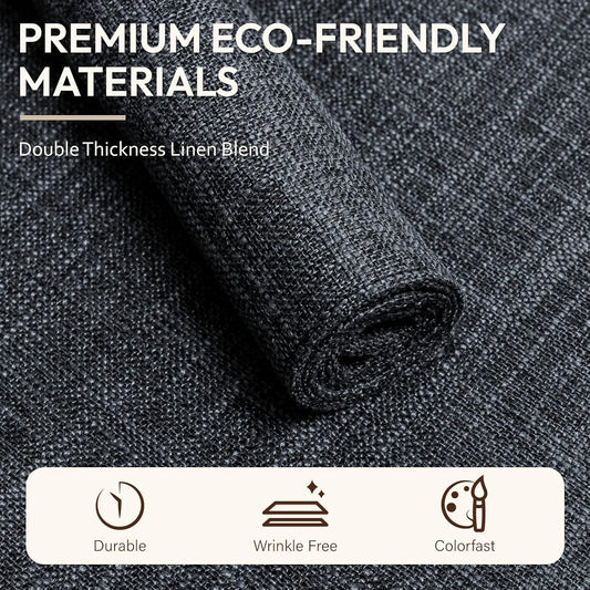 Blue Forest Placemats Set of 6, Dual-Layered Thickened Faux Linen Cloth Place Mats Heat Resistant Machine Washable Wrinkle Free Table Mats Indoor/Outdoor (Dark Grey)