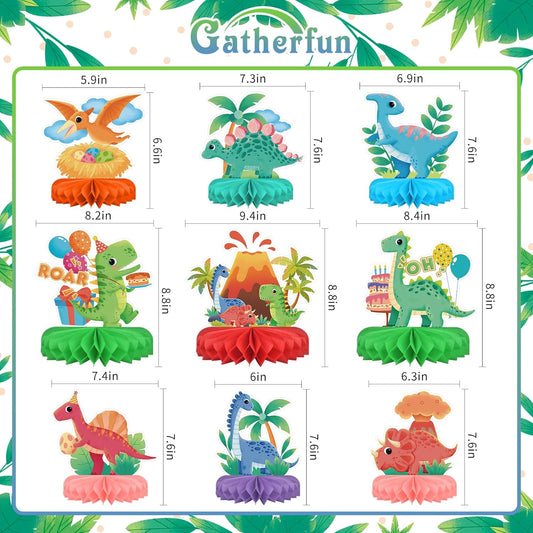Dinosaur Birthday Party Supplies Kit – Honeycomb Centerpieces & Dino Table Decorations