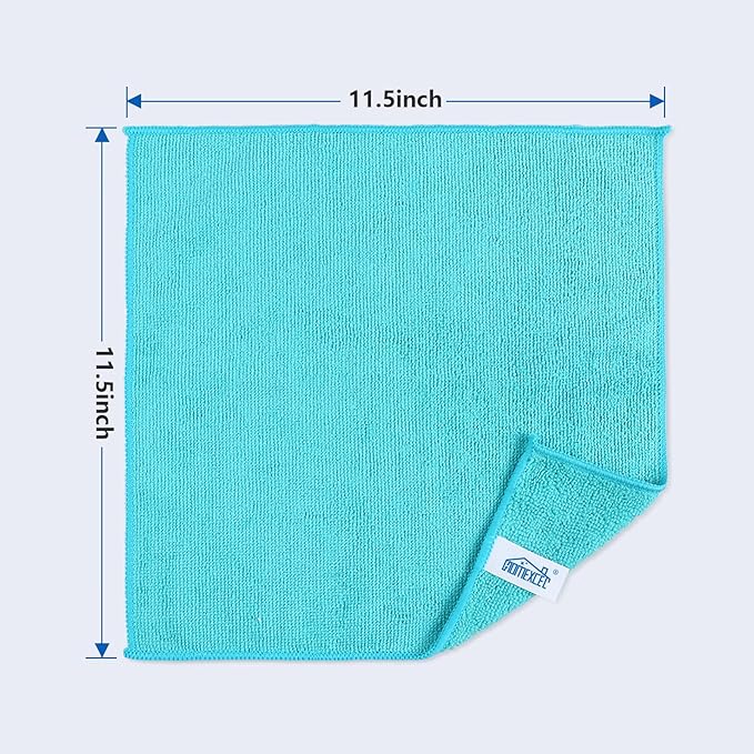 HOMEXCEL Microfiber Cleaning Cloth, 50 Pack Cleaning Rags, Cleaning Towels with 4 Color Assorted, 11.5"X11.5"(Green/Blue/Yellow/Pink)