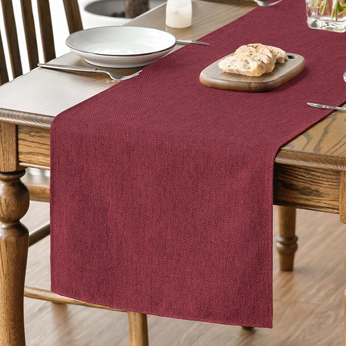 Artoid Mode Dark Red Table Runner, Seasonal Christmas Valentine's Washable Kitchen Dining Table Decoration for Home Party Decor 13x72 Inch