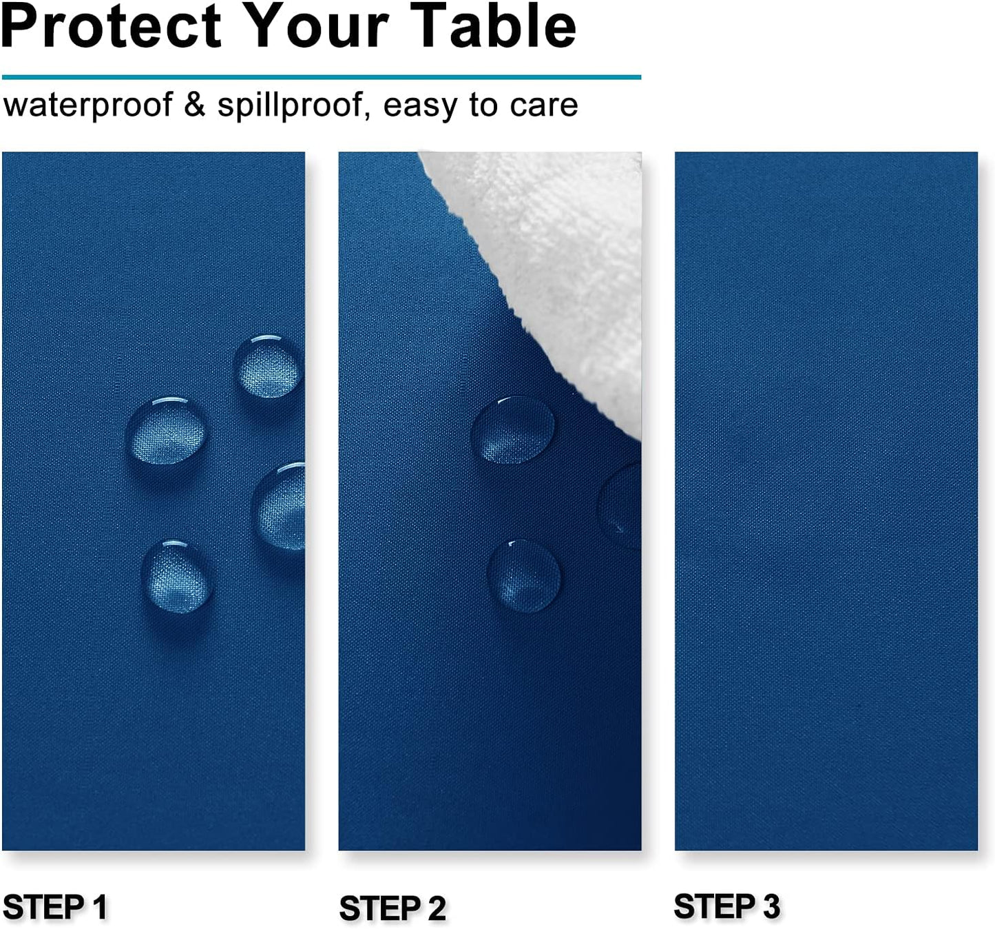 Hiasan Table Cloth Rectangle - Waterproof and Washable Fabric Tablecloth for Dining Room Kitchen and Outdoor Use, Royal Blue, 70 x 108 Inch