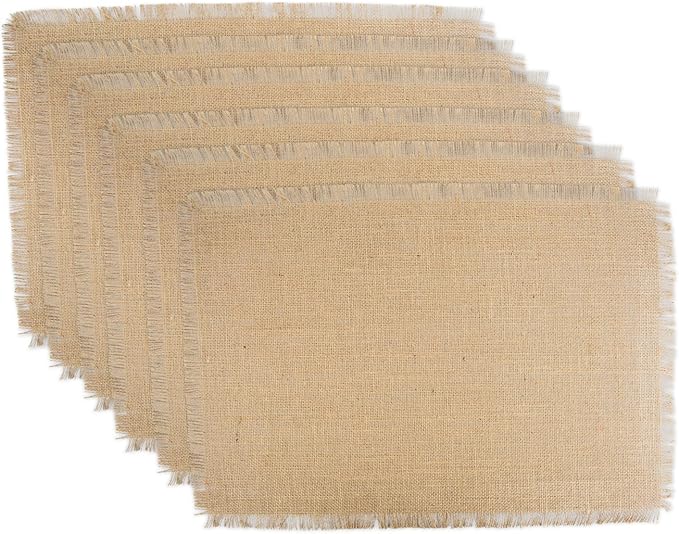 DII Jute Burlap Collection Kitchen Tabletop, Placemat Set, 13x19, Solid Natural, 6 Count