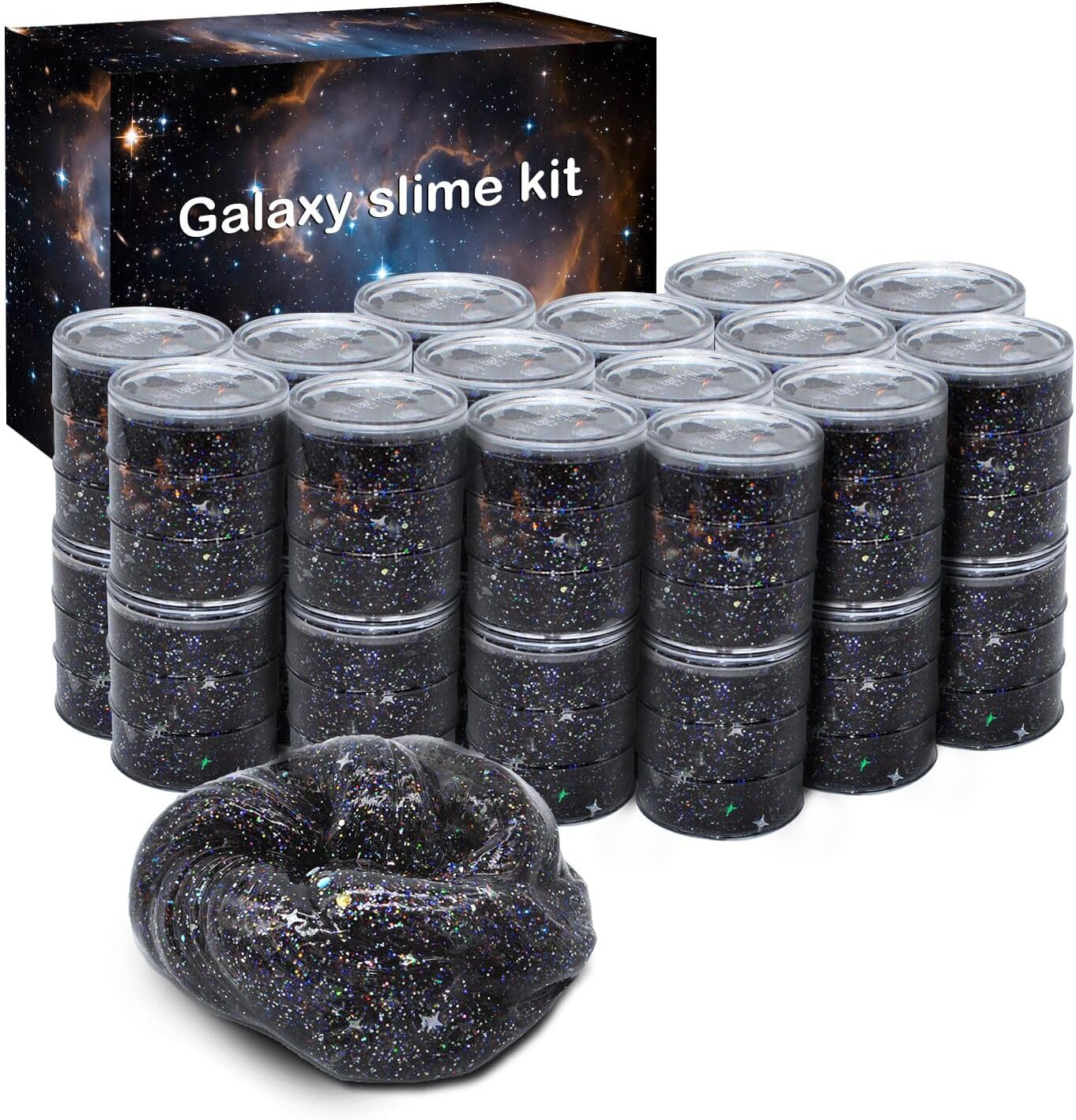 24 Pack Galaxy Star Slime,Party Favor for Kids Girls & Boys,Non Sticky, Stress & Anxiety Relief, Wet, Super Soft Sludge Toy,Birthday Gifts for Kids Girl and Boys, Easter Egg Filling Stuffers