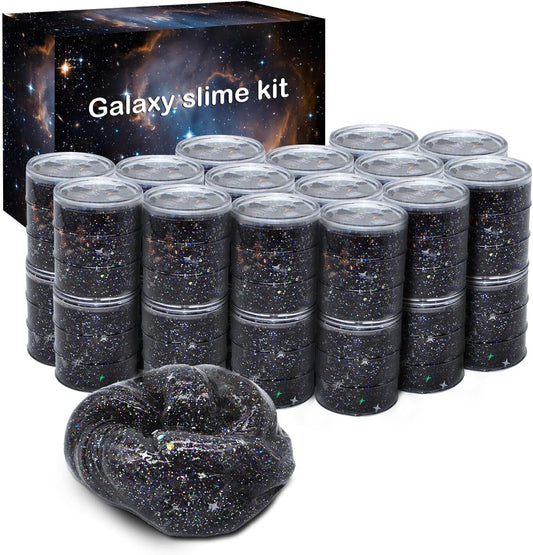 24 Pack Galaxy Star Slime,Party Favor for Kids Girls & Boys,Non Sticky, Stress & Anxiety Relief, Wet, Super Soft Sludge Toy,Birthday Gifts for Kids Girl and Boys, Easter Egg Filling Stuffers