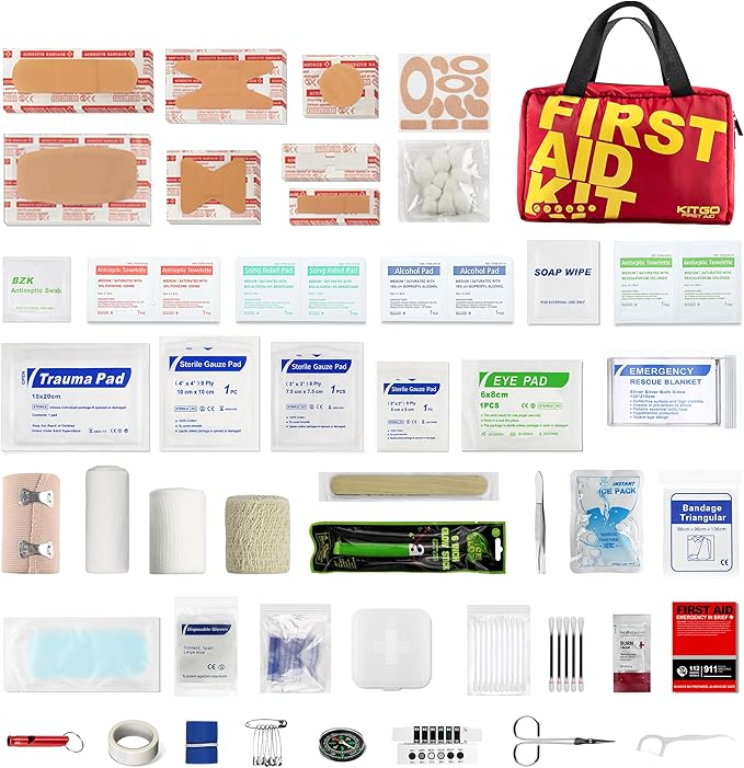 First Aid Kit - 450pcs Medical Kit with Essential Emergency Medical Supplies, Travel First Aid Kit, Trauma Emergency Kit for Home, Dorm, Outdoor, Car