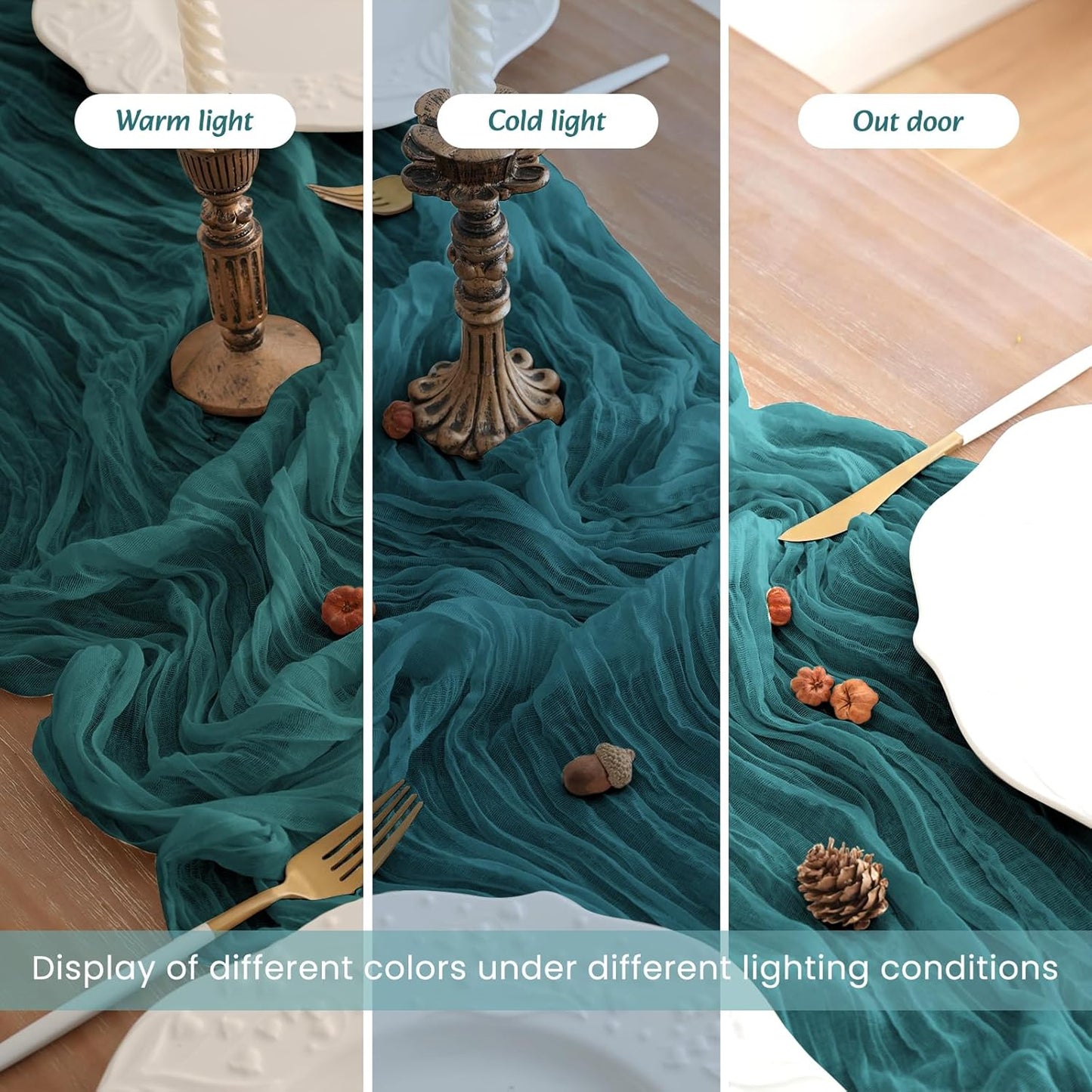4Pack Teal Cheesecloth Table Runner 10FT Cheese Cloth Table Runner 35x120Inch Long Boho Table Runners Rustic Gauze Table Runners for Party Wedding Bridal Shower Baby Shower Decorations
