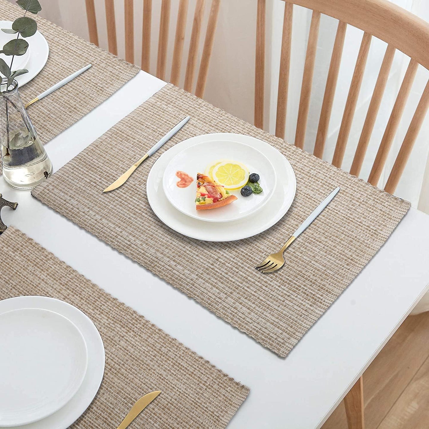 Urban VillaPlacemats for Dining Table 100% CottonPlacemats 14''x20'' Over Sized Tablemats Set of 6 Placemats Egg Shell Two Tone Tablemats for Family Dinners Wedding Parties Everyday UsePlacemats