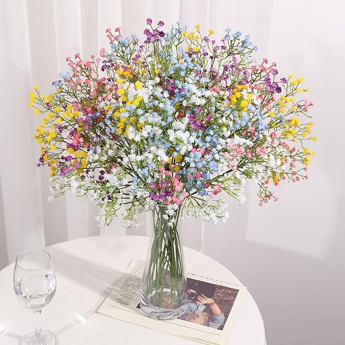 DEEMEI 15 PCS Babys Breath Artificial Flowers Fake Babys Breath Flowers Artificial Bulk Gypsophila Bouquets Real Touch Faux Flowers for Wedding Floral Arrangement Party Home Decoration