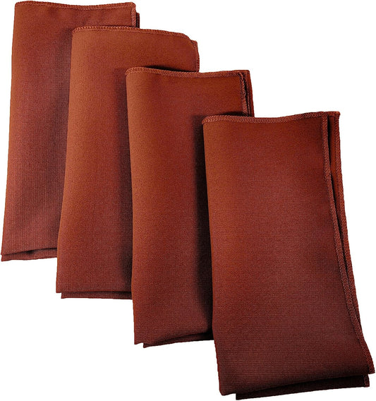 LA Linen 4-Pack Poly Blend Napkins - Soft Cloth - Stain & Wrinkle Resistant - Dinner & Wedding Napkins - 18x18 - Rust
