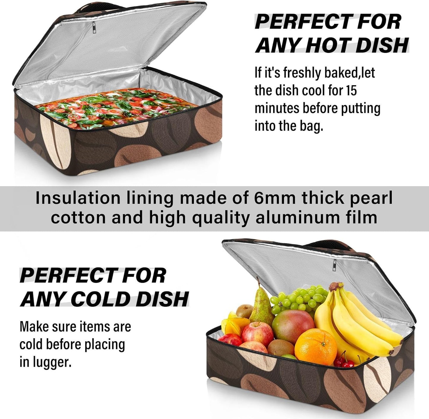 Casserole Carriers for Hot or Cold Food Reusable Casserole Dish Carrier Insulated Thermal Large Capacity Durable Perfect for Party Camping Family Gatherings Yellow Fish