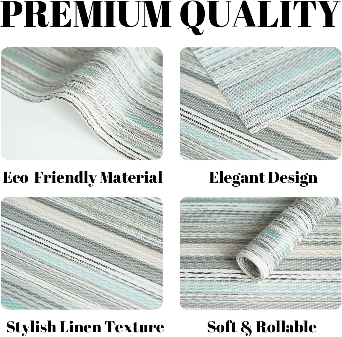 Placemats Set of 4 Vinyl/Plastic Woven Place Mats for Kitchen Table Indoor/Outdoor Washable Placemat Wipeable Dining Table Mats (Turquoise,4)