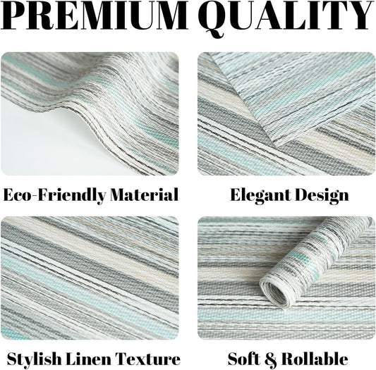 Placemats Set of 6 Vinyl/Plastic Woven Place Mats for Kitchen Table Indoor/Outdoor Washable Placemat Wipeable Dining Table Mats (Turquoise,6)