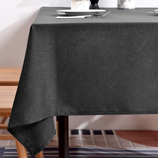 BALCONY & FALCON Table Cloth for 6 Foot Rectangle Tables – Waterproof, Wrinkle-Free Farmhouse Tablecloth for Dining, Kitchen, Wedding, Baby Shower & Holiday Gatherings (Dark Gray, 57" x 118")