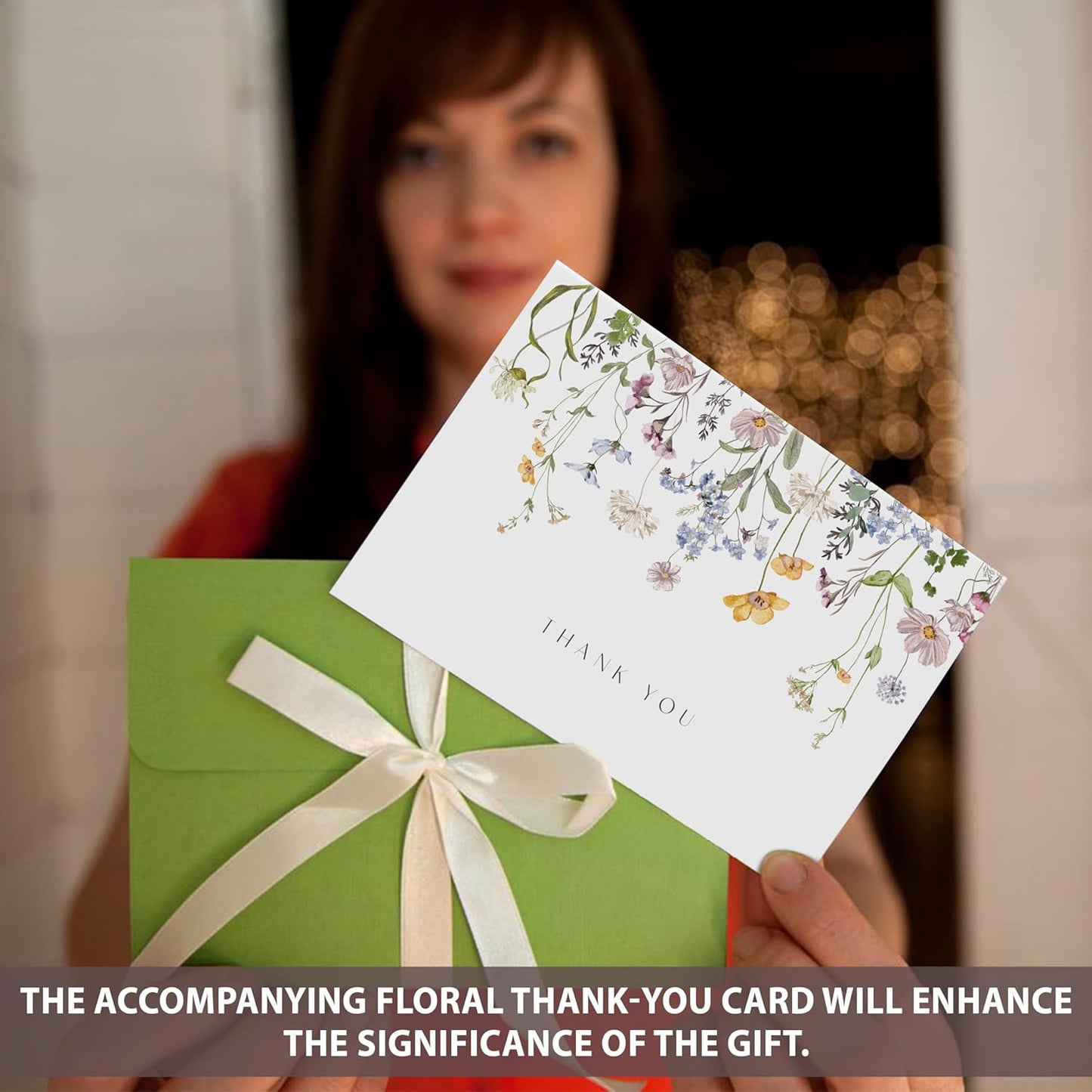 AUDREE Floral Thank You Cards with Envelopes (bulk 100-4x6) - Wildflower Thank You Cards with Envelope and Stickers - Greeting Notes with Envelopes Set for Wedding, Bridal Showers, Baby Showers