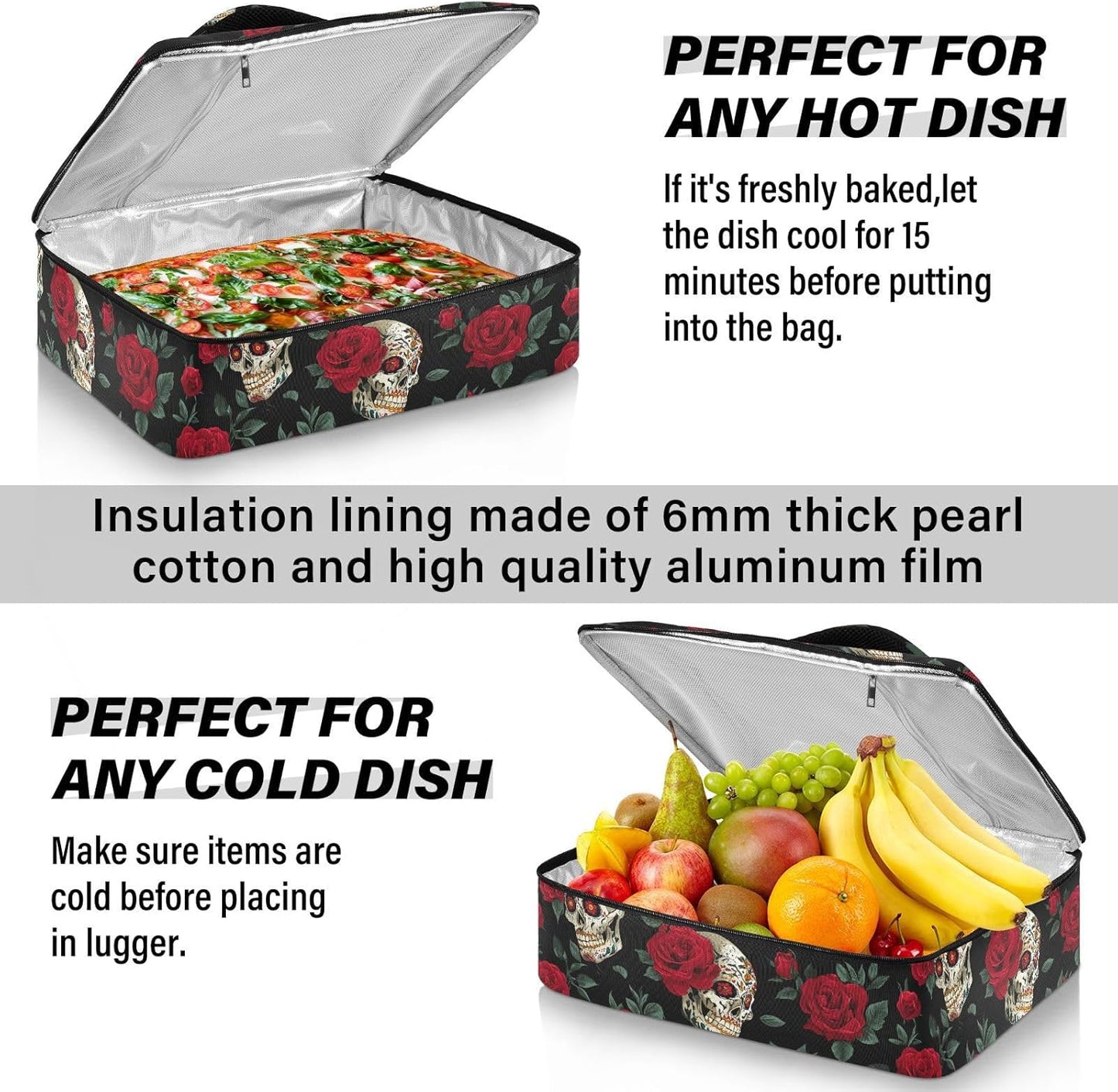 Casserole Carriers for Hot or Cold Food Reusable Casserole Dish Carrier Insulated Thermal Large Capacity Durable Perfect for Party Camping Family Gatherings Yellow Fish
