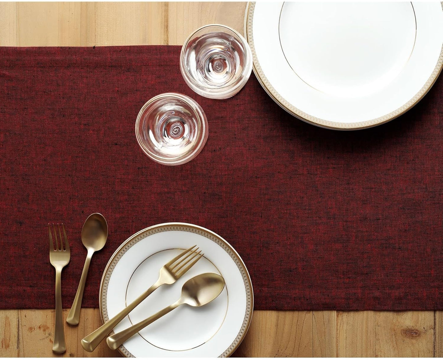 Solino Home Linen Red Garnet Table Runner 156 Inches Long - Athena, 100% Pure Linen 14 x 156 Inch Table Runner for Fall, Autumn, Thanksgiving, Christmas, Holiday