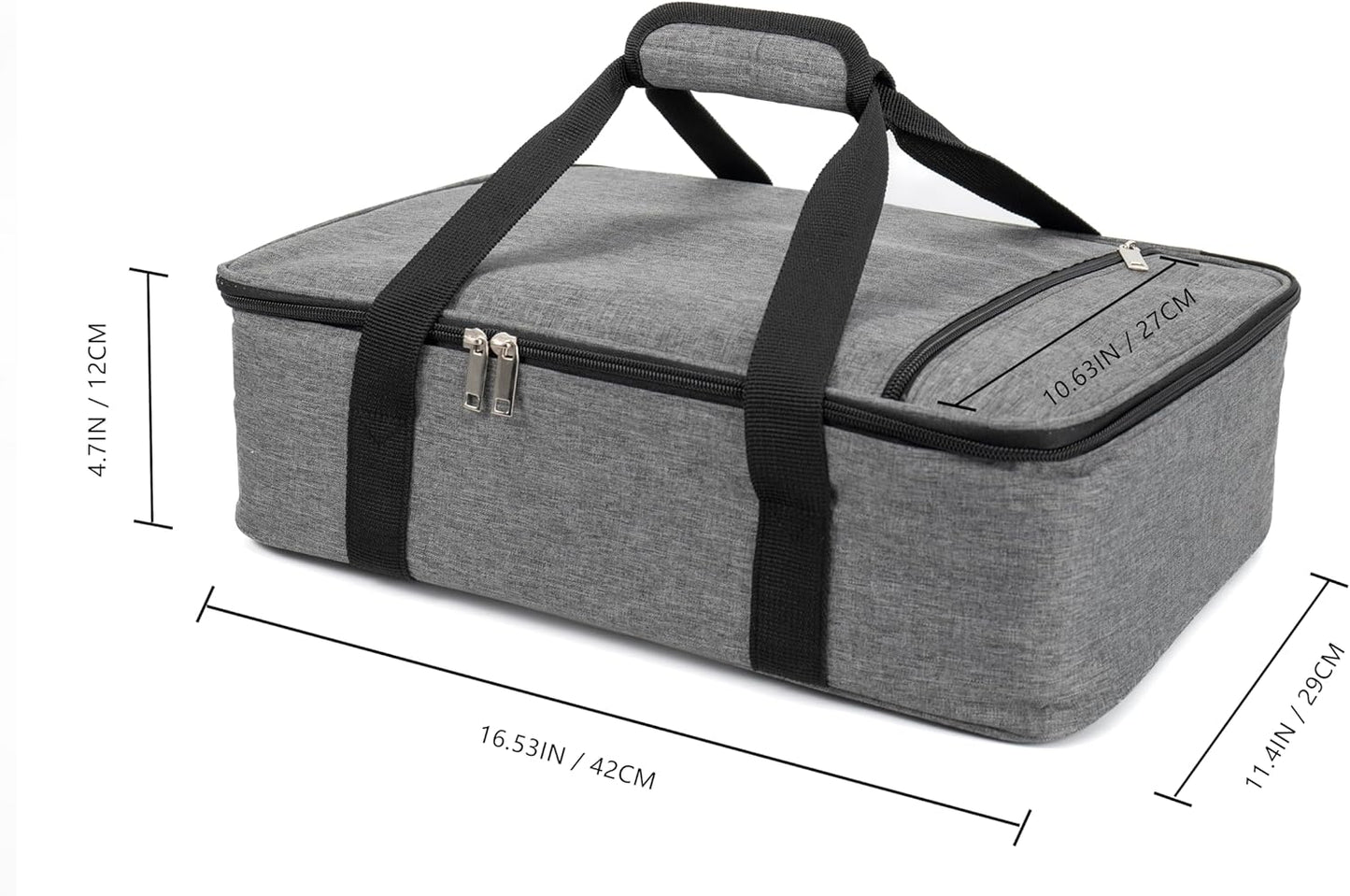 Insulated Casserole Carrier Fit 9"x13" Lasagna Baking Dish for Hot or Cold Food Transport,Thermal Lunch Warmer Tote Bag Upgrade add Fixing Strap for Gathering,Camping,Travel,Cookouts,Parties-Grey