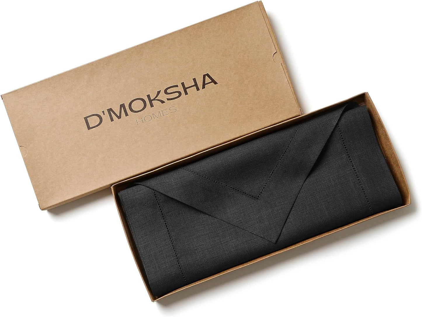 D'Moksha Homes Black Linen Table Runner 72 Inches Long - 100% Pure Linen Diamond Table Runner 14 x 72 Inch for Dining, Fall and Halloween - Machine Washable
