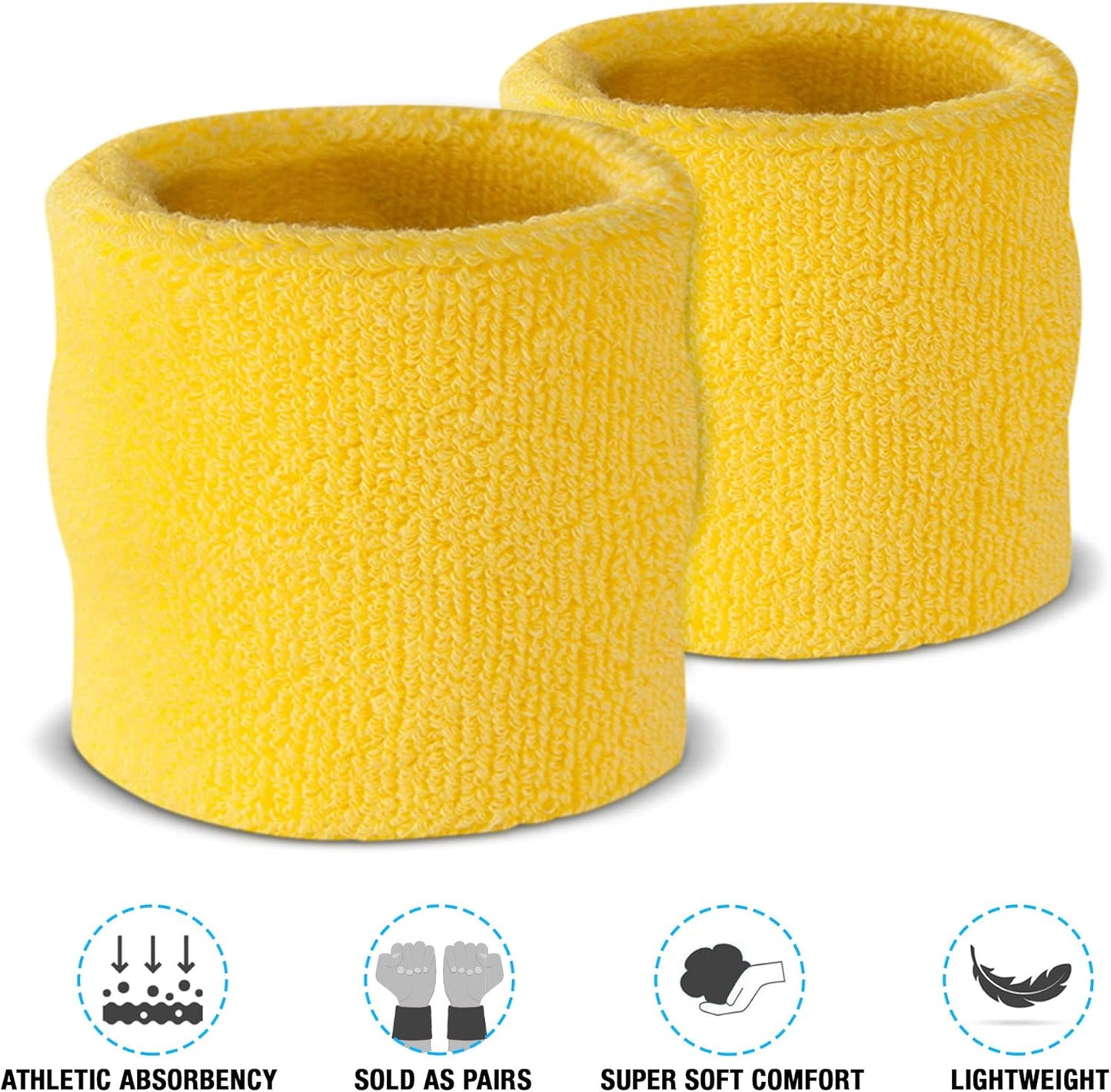Suddora Wrist Sweatbands, Absorbent and Breathable Thick Cotton Bands for Working Out, Gymnastics, Basketball, Tennis, and Football, Multiuse Wristbands for Costumes and Cosplay