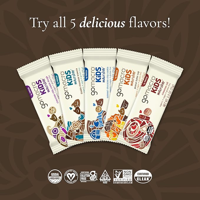 GoMacro Kids MacroBar Organic Vegan Snack Bars - Peanut Butter Cup (0.90 Ounce Bars, 7 Count)