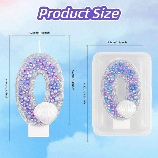 Girls Glitter 11 Birthday Candle, Pink Shell Sequins Blue Purple Pearls, Number 11 Candle for Boys Girls Birthday Cakes Mermaid Themed Birthday Decorations Party Supplies
